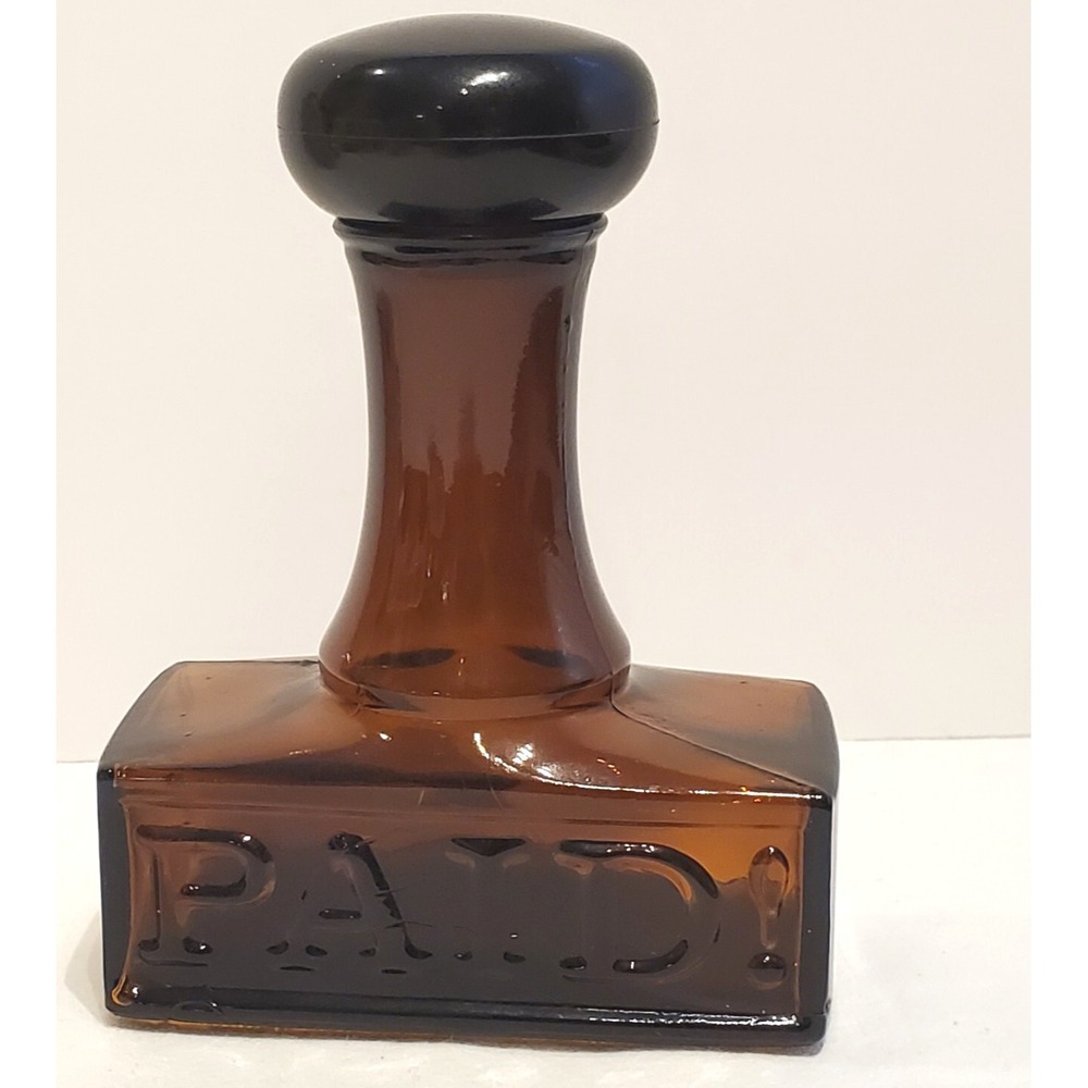 Vintage Avon Amber Glass PAID Stamp Aftershave Perfume Bottle Empty Collectible